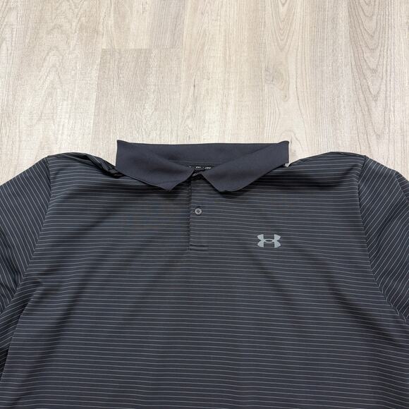 Under Armour The Performance Polo Shirt Men's 4XL Black Striped Golf Golfing - Picture 2 of 8